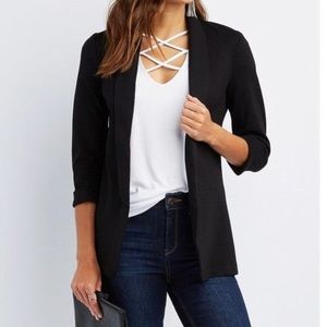 Charlotte Russe Black Pointe Knit Blazer